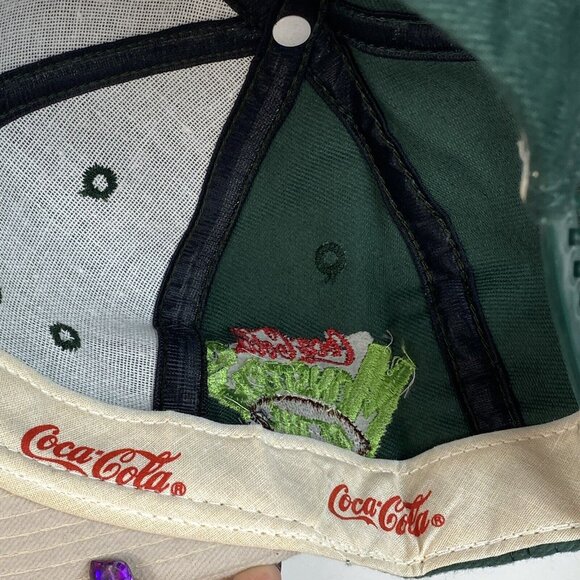 Vtg Coca Cola Monsters of the Gridiron Snapback USA Denim Green Hat Cap w Pin - Picture 12 of 14